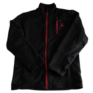 Spyder Youth Large 14/16 Full Zip Red Black Fleece Long Sleeve Sweater J…
